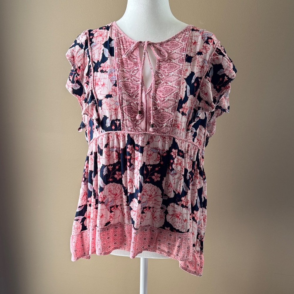Floral Pink and Navy women’s top